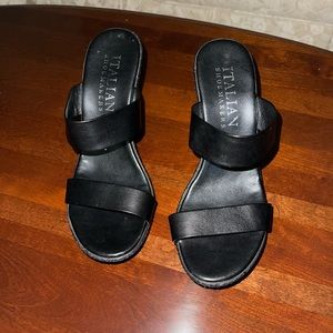 Black Wedge Heels Sz 7 Italian Shoemakers